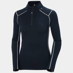 Helly Hansen 49377-596 Lifa Merino Midweight Base Layer Womens Large Navy Half-zip Qlw580