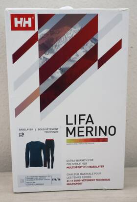 Helly Hansen 49403-589 Junior Sz 16 Blue Lifa Merino Active Base Layer Set 100