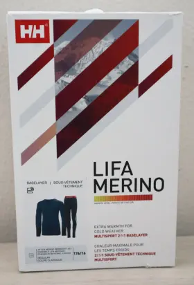 49403-589 Helly Hansen Junior Sz 16 Blue Lifa Merino Active Base Layer Set 100