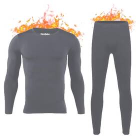 Herobiker 792966157583 Mens Thermal Underwear Set Fleece-lined Skiing Long Johns Dark Gray
