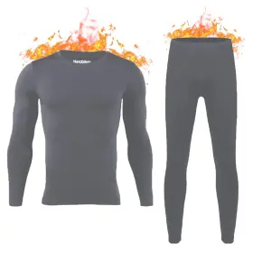 Herobiker 792966157583 Mens Thermal Underwear Set Fleece-lined Skiing Long Johns Dark Gray