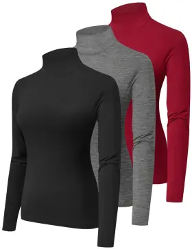 Tf-us-h-205201-bgr-xl Hoplynn Tf-us-h-205201-bgr-xl/02 3 Pack Turtlenecks Women Long Sleeve Pullover Baselayer Undershirts Sweater T