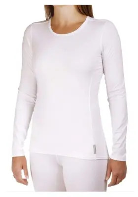 063460 Hot Chillys Womens Micro-elite Chamois Long Sleeve Crewneck Top White Xs