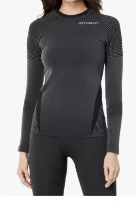 Hot Chillys 614996040492 Womens 3d Knit Crew Midweight Body Fit Base Layer - Black Sz S.new