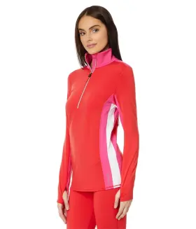 Hot Chillys 614996069622 Womensft Micro Elite Chamois Color-block Zip-t - Modern/fuchsia/white