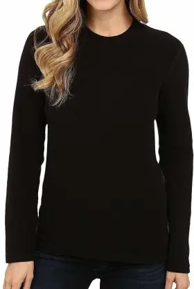 L144312 Hot Chillys 82034 Black Pepper Fleece Long Sleeve Top Womens Size S