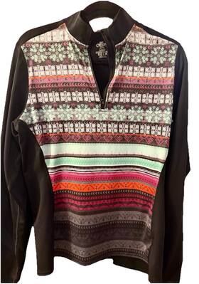 Hot Chillys Hc9938p Womens Xl Base Layer Top Black Multicolor Geometric Zipper