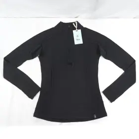 Ibex 840235241591 Woolies Pro Tech 1/4 Zip Lightweight Base Layer Top In Black Womens Size M