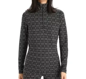 Icebreaker 196010415450 Women S Merino 250 Vertex Ls Half Zip Top Alpine Geo Black Nwt