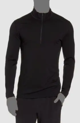 Icebreaker 420058526887 Mens Black 200 Oasis Wool Slim Fit Half Zip Base Layer Size L