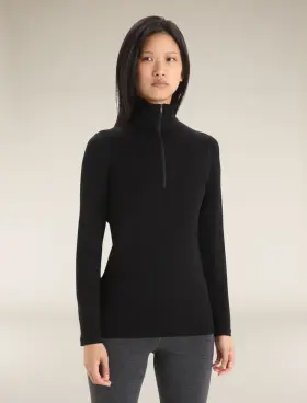 B04390 Icebreaker Merino 260 Tech Thermal Top Women Xl Black Long Sleeve 1/2 Zip Ddr420