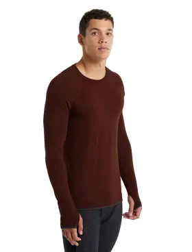 Ib104355069 Icebreaker 200 Zone L/s Crew Merino Base Layer Top Mens Size L Burgundy