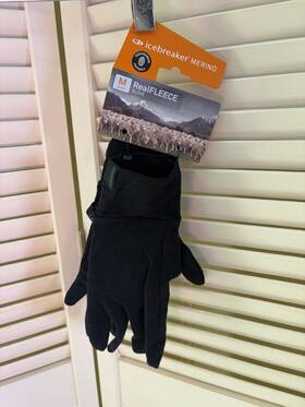 Icebreaker Merino Ibibm207001 Unisex 200 Oasis Glove Liners Size M Black Nwt #4a2