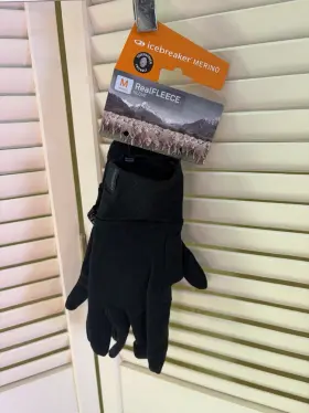 Ibibm207001 Icebreaker Merino Unisex 200 Oasis Glove Liners Size M Black Nwt #4a2