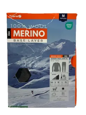 Merino190 Iguana Wool Base Layer Set Ski Hiking Climbing Lightweight Wm Med