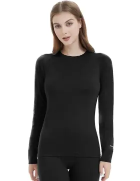 Sptop0541bkm Iguana Womens 100% Merino Wool Base Layer Top For Ski Lightweight Thermal Underwear