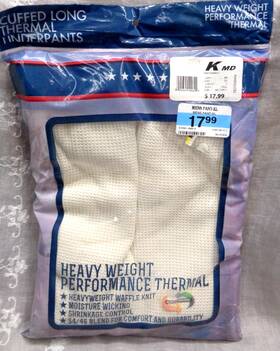 Imagine Apparel 091641100624 Mens Kmart Long Sleeve Crew Neck Heavy Weight Thermal Underpants Xl