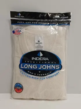 Indera 091641100037 New Traditional Long Johns Mens Crew Shirt Thermals Size 2xl 50-52