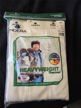 Indera 091641100259 . Thermal Drawer Pants Men 4xl Cotton Poly 54-56 White Heavyweight New