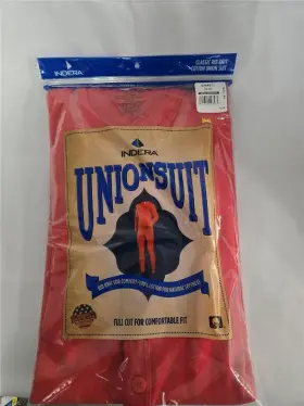 Indera 091641103533 . Unionsuit Classic Rib Knit Small 34-36 100% Cotton Red Usa