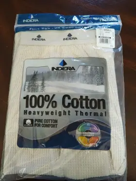 Indera 091641104677 Traditional Long Johns - Thermal Pants Natural Men Size Small