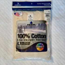 Indera 091641106367 Heavyweight Thermal Crew Xl Tall 46-48 100% Cotton Long Underwear Shirt