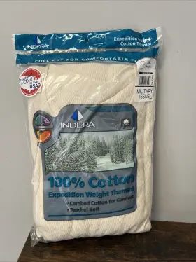 Indera 091641133943 Vtg Military Issue Expedition Weight Mens 100% Cotton Thermal Shirt 3xl