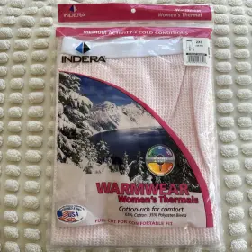 Indera 091641136708 New Womens Warmwear Pink Long Drawers-super-soft Thermal Sz 2xl 46-48