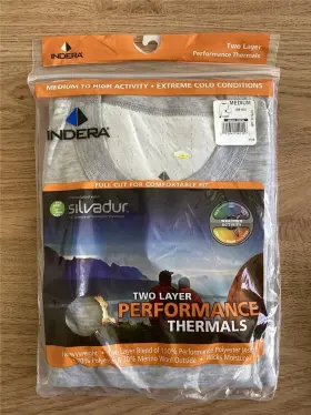 Indera 091641140156 . Mens Crew Thermal Medium Two Layer Performance Heavyweight Comfort New