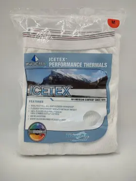 Indera 091641144468 Mens Icetex Performance Thermal Underwear Pant White Med Fleeced Hydropur
