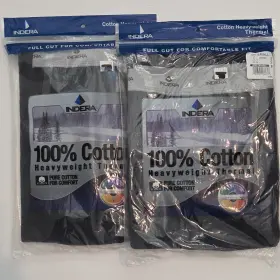 839dr-bk Indera Heavyweight Thermal 100% Cotton Long Johns 2 Pack Black Small 30-32