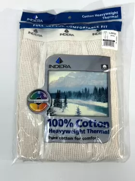 839dr Indera Nip 100% Cotton Heavyweight Thermal Long John Pants Sz Large