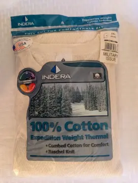 890lsnu Indera New Gi Issue Mens Expedition Weight Cotton Raschel Knit Thermal Shirt
