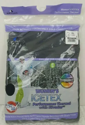 Indera Mills 091641151206 Women Icetex Size 2xl Performance Thermal Silvadur Black Long Sleeve Crew