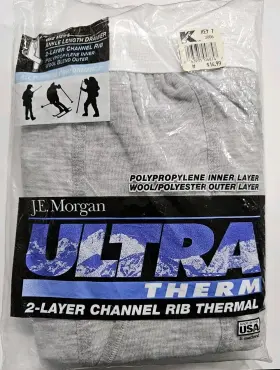 J.e. Morgan 043935048747 Vtg Mens Medium 2-layer Ribbed Thermal Long Johns Gray New