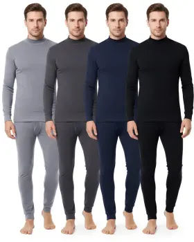 Kh-jecery-3438 Jecery 4 Set Winter Thermal Underwear For Men Warm Base Layer Cold Weather Windp