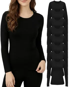 Kh-jecery-4871 Jecery 8 Pcs Thermal Long Sleeve Shirts Bulk For Women Top Set Crew Neck