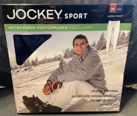 Jockey 086201157507 New In Box Sport Mens Sz Medium 32-34 Base Layer Pants Navy Blue