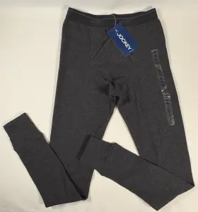 Jockey 086201201620 Waffle Thermal Pants Mens S Gray/black Base Layer Y Front Fly Stretch Nwt