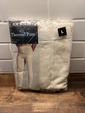 Joe Boxer 792462109093 Vtg Thermal Pants/long Johns Ankle Length Off White - Mens Large Nip