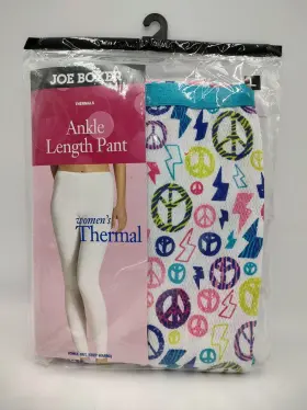 Joe Boxer 792462132688 Thermals Ankle Pant Womens L Peace Signs Lightning Bolts New Long John