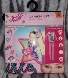 Jojo Siwa 809709728570 Climate Right Cuddl Duds Girls Small 6-7 Thermal Underwear Shirt Pants