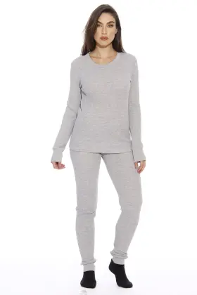 95862-grey-l Just Love 801129106655 Womens Thermal Underwear Pajamas Set Base Layer Thermals