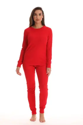 Just Love 801129345771 Womens Thermal Pajamas Set Size L Red - Cozy Sleepwear For Winter