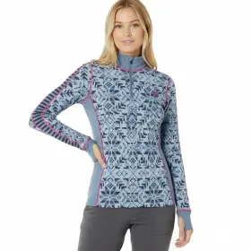 622913-sail Kari Traa Else Base Layertop Half Zip Womens Xs 100% Merino Wool Blue Snowflake