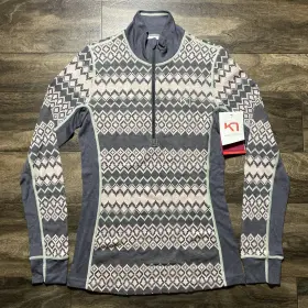 622921 Kari Traa Thermal Shirt Womens Medium Dove Agnes Half Zip Base Layer Wool Modal