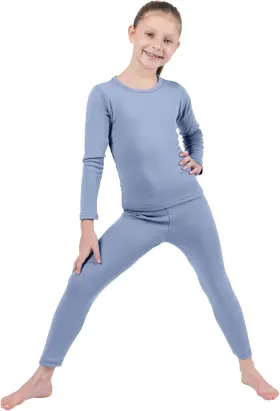 Kickoff Flexwear 313039041013 Girls Mock Merino Wool Thermal Underwear Long Johns Lightweight Base Layer Set