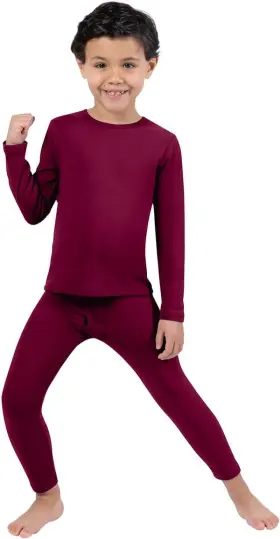 Kickoff Flexwear 445008297220 Boys Mock Merino Wool Thermal Underwear Long Johns Lightweight Base Layer Set