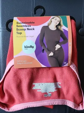 Kindly Yours 043213127423 Woman Thermal Shirt Long Underwear Size 3x Black