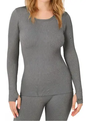 Kindly Yours 043213170788 New Womens Seamless Scoop Neck Thermal Base Layer Plus Sz 3x Grey